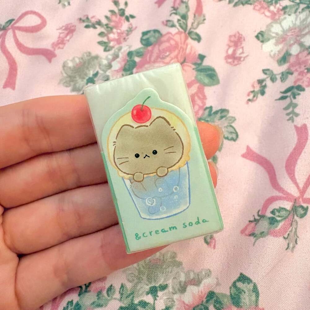 Mogunyan Cat Cream Soda Kawaii Eraser bought in Japan